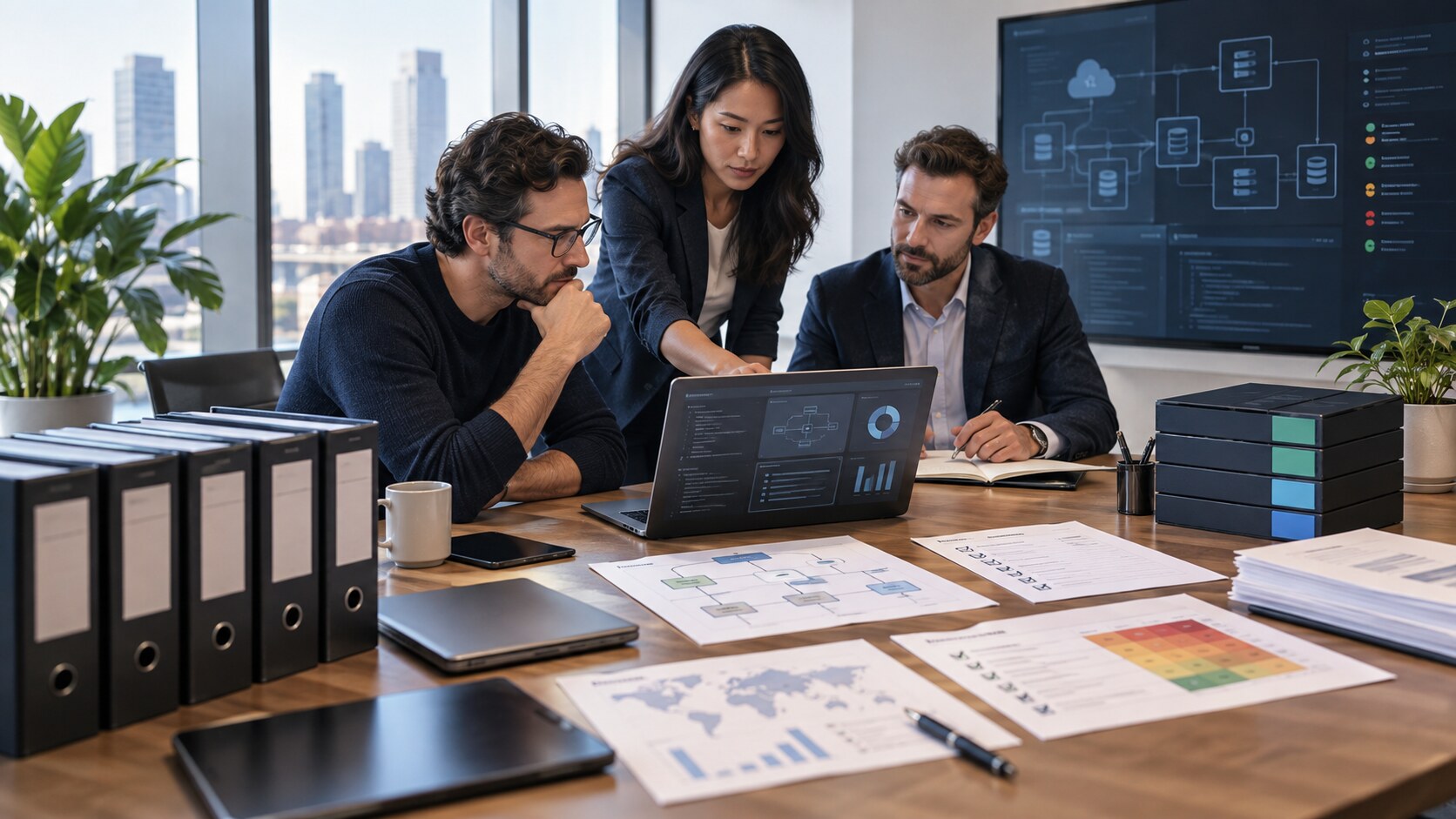 Preparing for technical due diligence with founders and CTOs reviewing a sell-side technology data room.