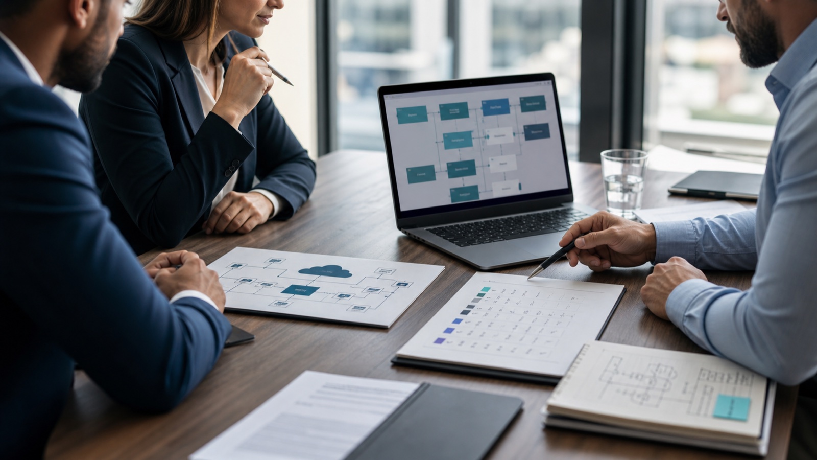 Technical due diligence checklist review with investors assessing architecture, security and cloud evidence.
